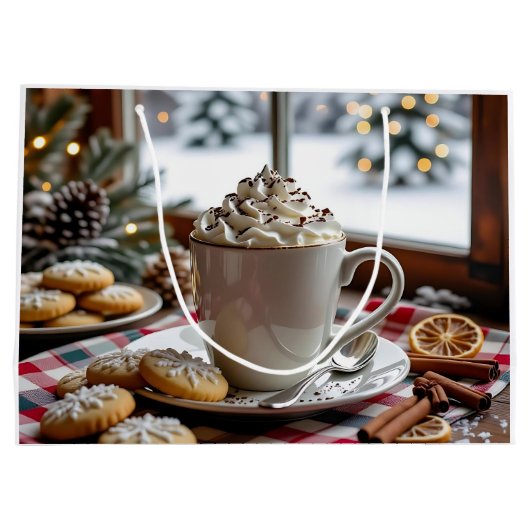 Heiße Schokolade und Zuckerrüben Feierliche Weihna Große Geschenktüte (Rückseite)