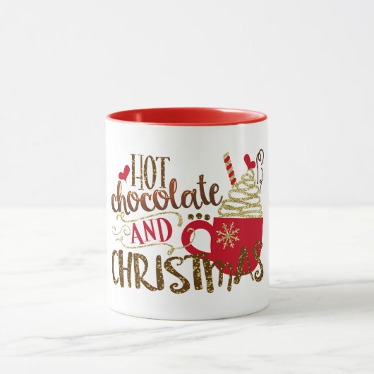 Heiße Schokolade & Weihnachten Glitzer Sparkle Tasse (Zentrum)