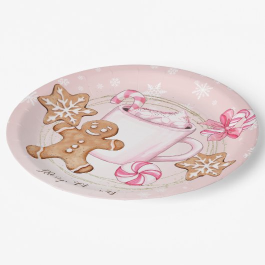 Heiße Schokolade Weihnachts-Party Papierplatte Pappteller (Schrägansicht)