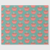 Heiße Schokolade Weihnachtsbecher auf grün Geschenkpapier (Flach)