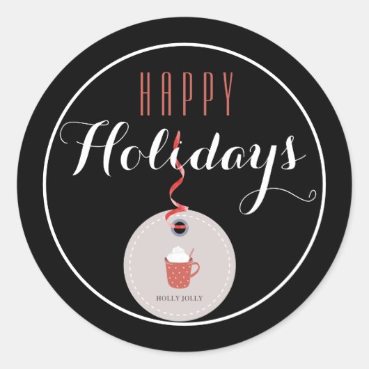 Heiße Schokolade Weihnachtsgeschenk Tag Happy Holi Runder Aufkleber (Vorderseite)