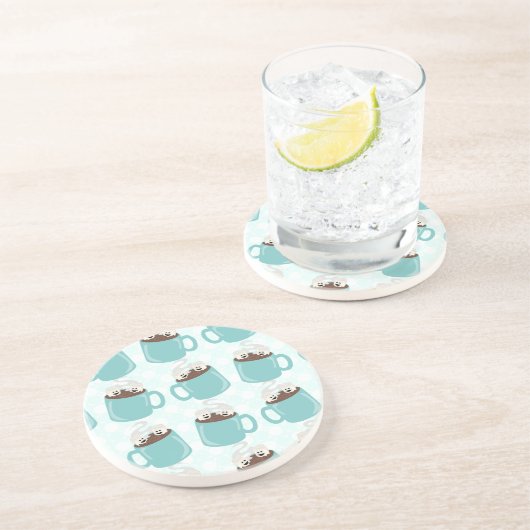 Heiße Schokoladen-Glück-Muster Sandstein Untersetzer (Seite)