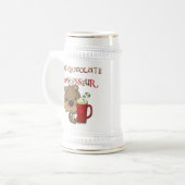 Heiße Schokoladen-Kenner-Jungen-Bär Bierglas (Vorderseite Links)