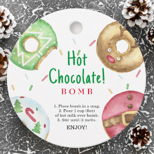 Heiße Schokoladenbombe Etikett. Winter heiße Kakao Geschenkanhänger