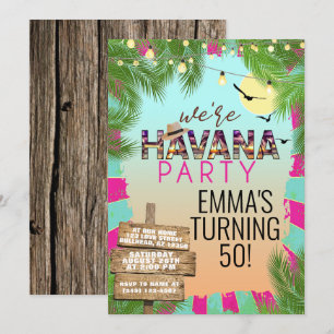 Heiße Sommer Havana Nächte Retro Tropical Party Einladung