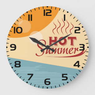 Heiße Sommer Vintage Retro Vibes Große Wanduhr