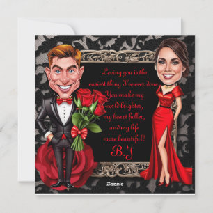 Heiße Valentine Karikatur Liebhaber Feiertagskarte