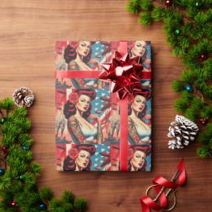 Heiße Vintage-Tätowierung Pin-up Geschenkpapier