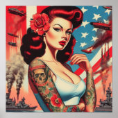 Heiße Vintage-Tattoo-Pin-up Poster (Vorne)