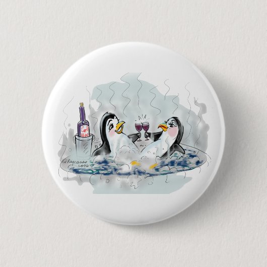 Heiße Wanne-Pinguin Button (Vorderseite)