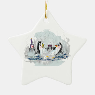Heiße Wanne-Pinguine Keramik Ornament