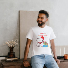 Heiße Weihnachten! Cartoon Cat Christmas Design T-Shirt