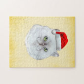 Heiße Weihnachten! Eine niedliche Katze mit Weihna Puzzle (Horizontal)
