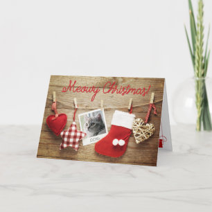 Heiße Weihnachten! Karte Niedliches Kitten im Fo