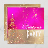 Heiße Weihnachtsbaume, heiß und leuchtend rosa Gol Einladung (Vorne/Hinten)