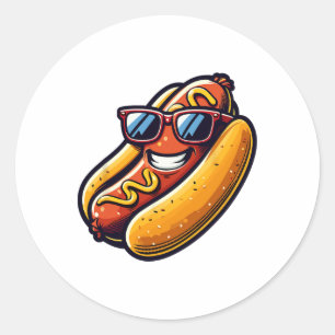 Heiße Würstchen Sungles Fast Food Hot Dogs Liebhab Runder Aufkleber