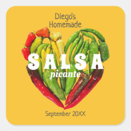 Heiße, würzige, rot-gelbe Chili Paprikaschoten Her Quadratischer Aufkleber