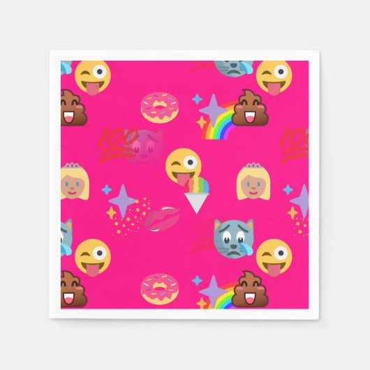 heißen rosa Emoji-Papierservietten Serviette (Vorderseite)