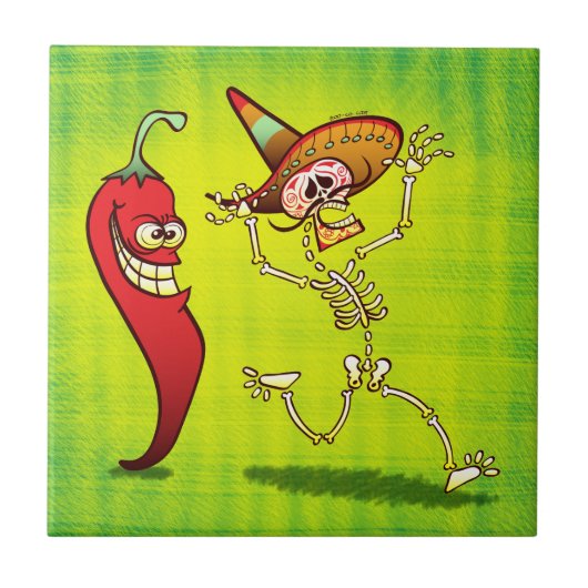 Heißer Chili-Pfeffer-Albtraum für ein Fliese (Vorderseite)