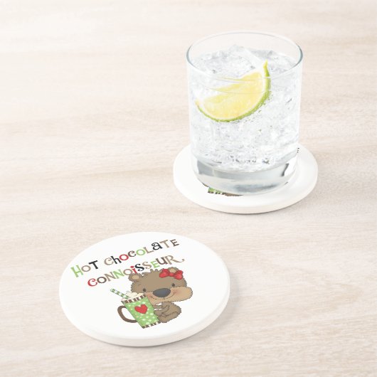 Heißer ChocolateConoisseur Mädchen-Bär Getränkeuntersetzer (Seite)