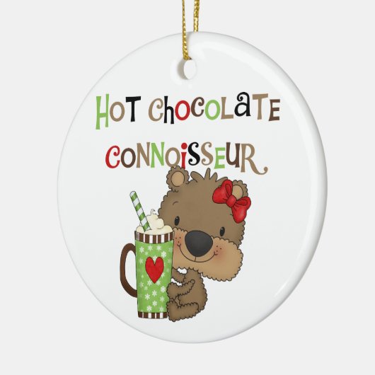 Heißer ChocolateConoisseur Mädchen-Bär Keramikornament (Links)