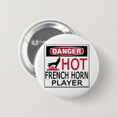 Heißer französisches Horn-Spieler Button (Vorne & Hinten)