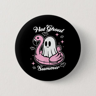 Heißer Ghoul-Sommer Flamingo-Geist Summerween  Button