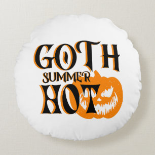Heißer Goth-Sommer-Horror-Lächelnder Kürbis Rundes Kissen