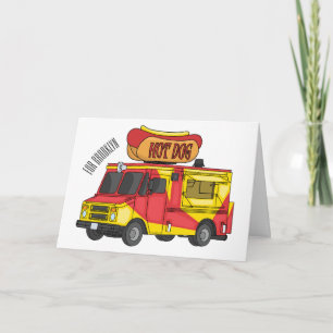 Heißer-Hund-Lieferwagen Cartoon-Illustration Karte