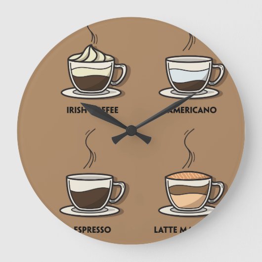 Heißer Kaffee Große Wanduhr (Vorderseite)