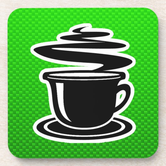 Heißer Kaffee; Grün Getränkeuntersetzer (Vorderseite)