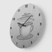 Heißer Kaffee; Metall-Blick Große Wanduhr (Winkel)