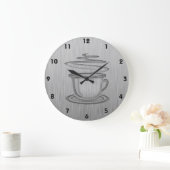 Heißer Kaffee; Metall-Blick Große Wanduhr (Zuhause)