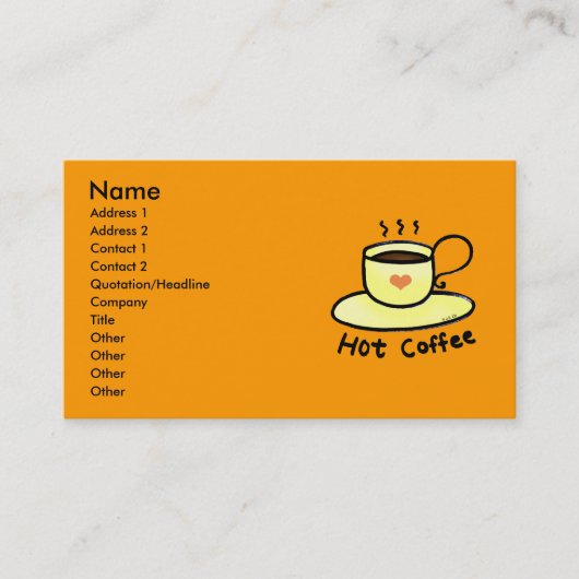 Heißer Kaffee Visitenkarte (Vorderseite)