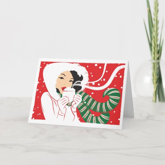 Heißer Kakao Feiertagskarte (Vorderseite)