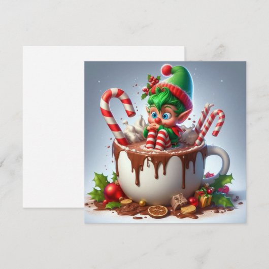 Heißer Kakao Flat Feiertagskarte (Vorne/Hinten)