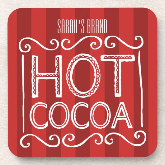 Heißer Kakao mit roten Streifen addieren Ihren Untersetzer (Vorderseite)