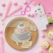 Heißer Kakao-Tag: Lächelnde Bichon-Marshmallow-Kun Pappteller (Party)