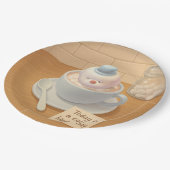 Heißer Kakao-Tag: Lächelnde Bichon-Marshmallow-Kun Pappteller (Schrägansicht)