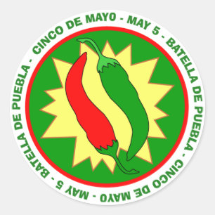 Heißer Paprikaschoten-Aufkleber Cinco Des Mayo Runder Aufkleber