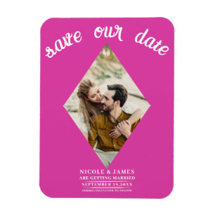 Heißer Rosa Diamant Foto Hochzeit Terminankündigun Magnet