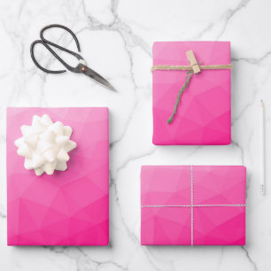 Heißer rosa Farbverlauf Geometrisches Maschenmuste Geschenkpapier Set