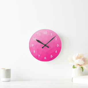 Heißer rosa Farbverlauf Geometrisches Maschenmuste Runde Wanduhr