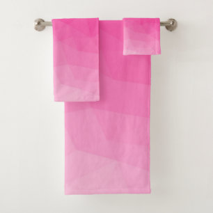 Heißer rosa Farbverlauf geometrisches Netz helles Badhandtuch Set