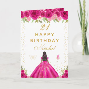 Heißer Rosa Floral Geburtstag für ein Mädchen mit Karte