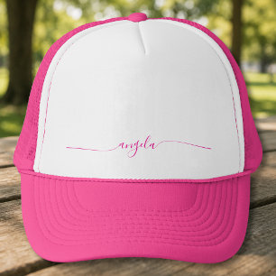 Heißer Rosa-Glam-Signatur-Name Truckerkappe