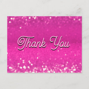 Heißer Rosa Glitter Bokeh Danke Postkarte