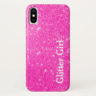Heißer Rosa Glitter Mädchen Zeigen Sie Ihren Glamo iPhone X Hülle