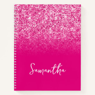 Heißer Rosa Glitter Ombre Name Notizblock