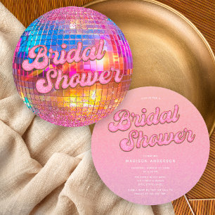 Heißer Rosa Gold Glitter Disco Ball Brautparty Einladung